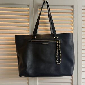 Michael Kors Black Tote with Gold Chain Detail
